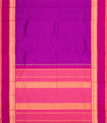 Purple Handloom Kanchipuram Silk Saree With Stripes-KA15336
