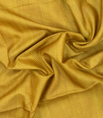 Mustard Printed Synthetic Tussar Silk Saree With Zari Checks & Contrast Pallu-SY0373