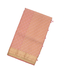 Baby Pink Woven Banarasi Silk Saree With Floral Motifs