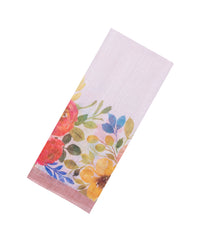 Baby Pink Printed Synthetic Linen Saree With Floral Motifs-SY0159