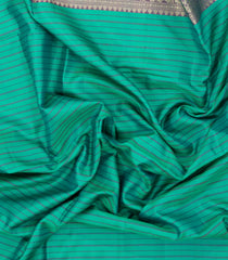 Aquamarine Handloom Soft Silk Saree With Stripes & Contrast Border-SO4544