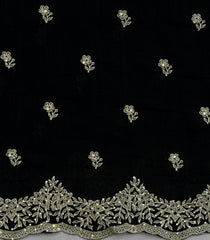 Black Woven Synthetic Blended Saree With Embroidered Motifs-EN2068