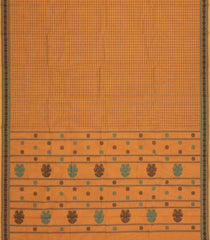 Orange Handloom Kanchi Cotton Saree With Checks-KC1787