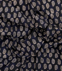 Black Pritned Jaipur Cotton Saree With Floral Motifs-JC1584