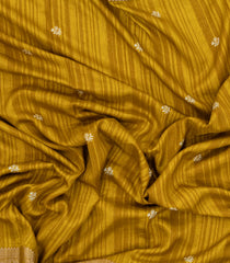 Mustard Printed Synthetics Dola Zari Lining With Jacquard Zari Border-BL5168