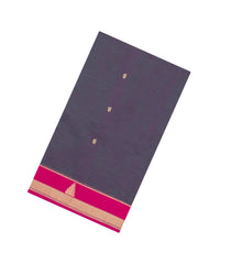 Dark Grey Handloom Village Cotton Saree With Buttas-VC1673