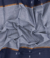 Grey Woven Rasipuram Cotton Sari With Contrast Border-RA2627