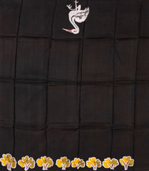 White Woven Silk Saree With Printed Bird Motifs-PS0570