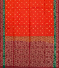 Orange Handloom Soft Silk Saree With Floral Motifs & Contrast Border-SO4159