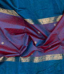 Purple Handloom Silk Cotton Saree With Zari Buttas & Contrast Border-SC4822