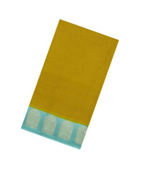 Olive Green Woven Blended Viscose Saree With Zari Checks & Contrast Border-BL5523
