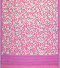 Pink Printed Chanderi Cotton Saree With Floral Motifs-CC1732