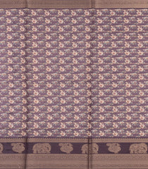Taupe Printed Synthetic Dupion Saree With Zari Stripes & Border-SY0230