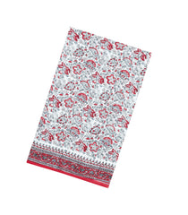 White Printed Jaipur Cotton Saree With Floral Motifs-JC1520