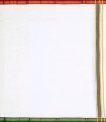 White Handloom Korvai Pure Silk 9 Yards Dhoti With 5 Yards Angavasthram-CD1552
