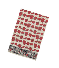 Taupe Printed Kalamkari Cotton Saree-KAL1257