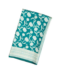 Green Handloom Organza Satin Soft Silk Saree With Floral Motifs-SO4089