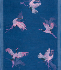 Blue Printed Synthetics Linen Saree With Zari Border-BL5325