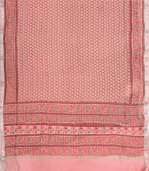 Light Peach Handloom Chanderi Cotton Saree With Printed Floral Motifs-CC1256
