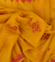 Mustard Woven Synthetic Tussar Saree With Printed Floral Motifs-BL4483