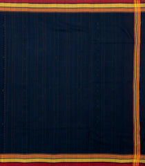 Midnight Blue Handloom Chanderi Cotton Saree With Bhujodi Pallu-CC1360