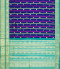 Multi Colour Handloom Korvai Kanchipuram Silk Saree With Stripes & Buttas-KA15764
