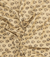 Cream Printed Jaipur Cotton Saree With Floral Motifs-JC1730