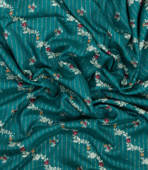 Sea Green Printed Synthetic Dola Silk Saree With Motifs & Zari Stripes-SY0436