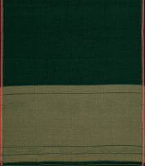 Bottle Green Woven Chirala Cotton Saree With Contrast Border & Pallu-CR1389