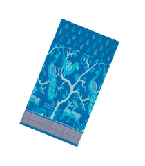 Sky Blue Handloom Pochampally Ikat Silk Saree With Tie & Dye Motifs -IK0424
