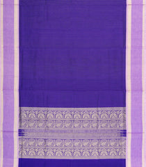 Purple Handloom Silk Cotton Saree With Stripes & Contrast Border-SC4589