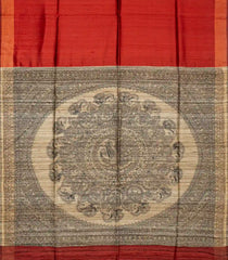 Crimson Handloom Dupion Silk Saree With Printed Pallu