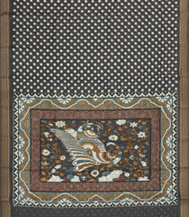 Black Printed Blended Viscose Saree With Kalamkari Pallu-BL5782