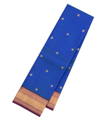 Blue Handloom Kanchipuram Silk Saree With Zari Buttas-KA15237