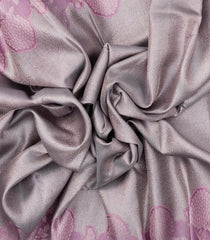 Grey Handloom Kanchipuram Silk Saree With Floral Jaal Motifs - KA14649