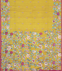 Mustard Printed Synthetic Tussar Silk Saree With Zari Border-SY0057
