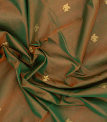 Olive Green Handloom Silk Cotton Saree With Zari Buttas & Contrast Border-SC4806