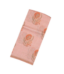 Dark Peach Woven Linen Saree With Printed Floral Motifs-LI0674