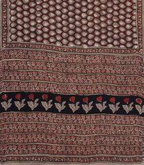 Brown Printed Modal Silk Saree With Floral Motifs-PS0723