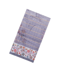 Grey Printed Synthetic Dola Silk Saree With Zari Stripes & Border -SY0363