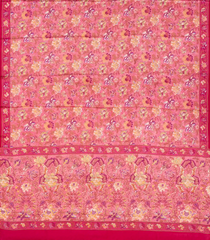 Baby Pink Woven Digital Printed Satin Silk Saree With Floral Motifs