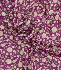 Lilac Printed Chanderi Cotton Saree With Floral Motifs-CC1725