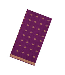 Magenta Woven Tussar Silk Saree With Floral Motifs & Contrast Border-TU3547