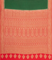 Green Handloom Banarasi Khaddi Georgette Silk Saree With Contrast Border-BE1804