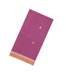 Magenta Handloom Bengal Cotton Saree With Stripes & Buttas-BG1701
