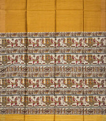 Mustard Handloom Dupion Silk Saree With Printed Pallu-DS0490