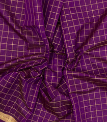 Magenta Handloom Silk Cotton Saree With Zari Checks-SC4573