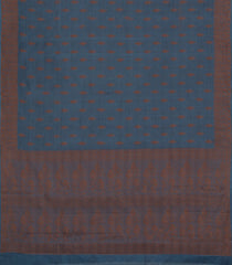 Navy Blue Woven Tussar Silk Saree With Floral Motifs-TU3149