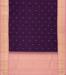 Dark Purple Handloom Korvai Kanchipuram Silk Saree With Contrast Border-KA13523