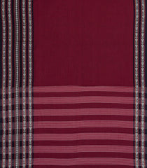 Maroon Woven Bengal Cotton Saree With Fish Border-BG1905
